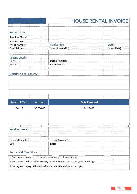 House Rental Invoice Template PSD template